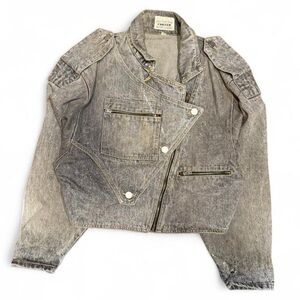 Vintage 80s Corner Acid Wash Denim Biker Moto Cropped Jacket